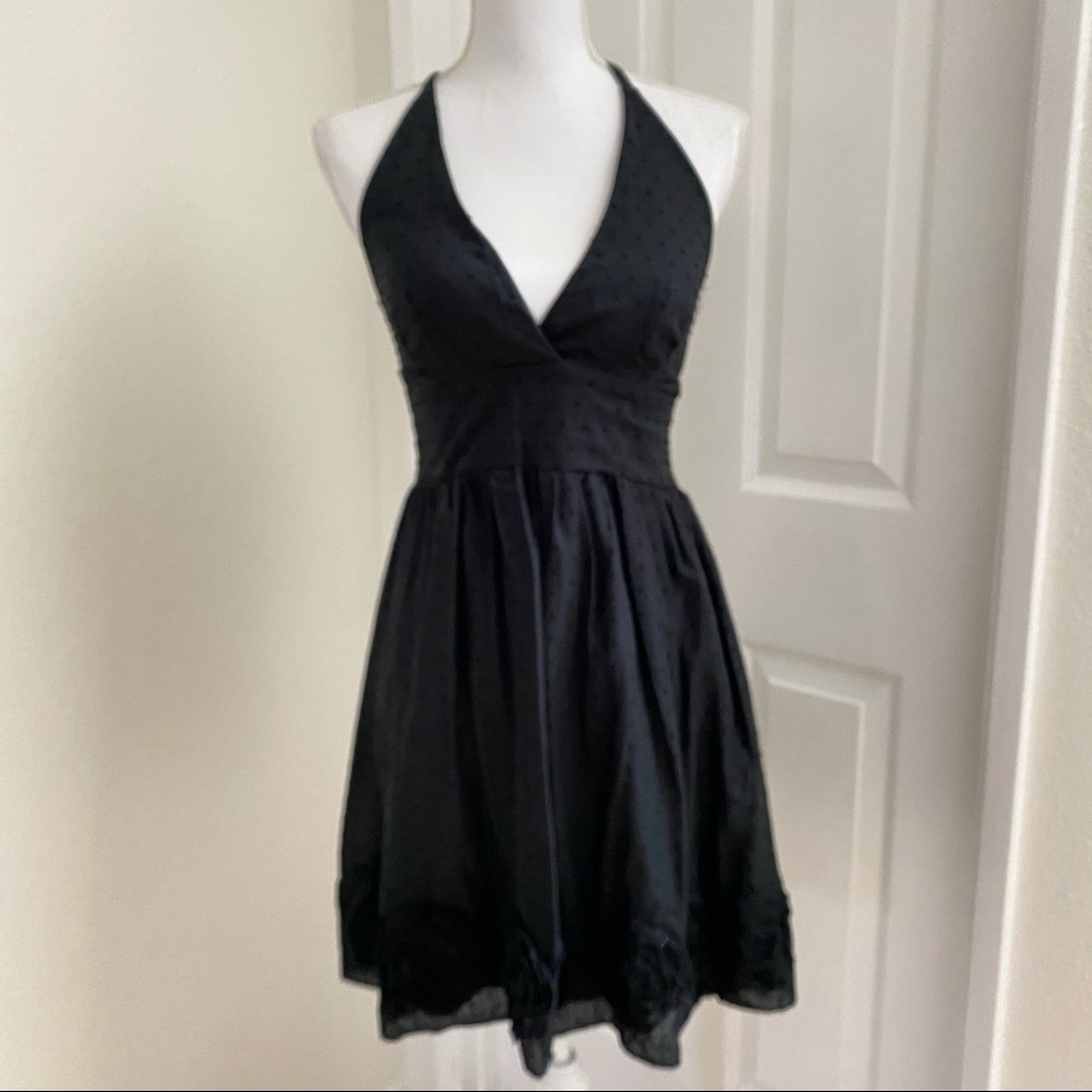 Daisy Shoppe Black Halter Rose Decorated Dress Sm